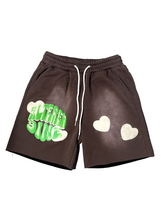 Altered9ine Green Acid Wash Shorts